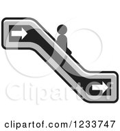 Clipart Of A Person Going Down A Grayscale Escalator Royalty Free Vector Illustration by Lal Perera