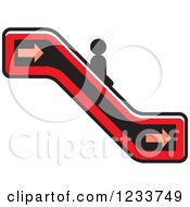 Clipart Of A Person Going Down A Red Escalator Royalty Free Vector Illustration