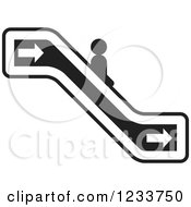Clipart Of A Person Going Down A Black And White Escalator Royalty Free Vector Illustration by Lal Perera