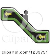 Clipart Of A Person Going Up A Green Escalator Royalty Free Vector Illustration by Lal Perera