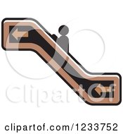 Clipart Of A Person Going Up A Brown Escalator Royalty Free Vector Illustration by Lal Perera