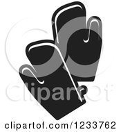 Clipart Of Black And White Oven Mitts Royalty Free Vector Illustration