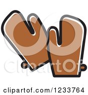 Clipart Of Brown Oven Mitts Royalty Free Vector Illustration by Lal Perera