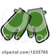 Clipart Of Green Oven Mitts Royalty Free Vector Illustration by Lal Perera