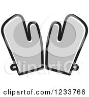 Clipart Of Gray Oven Mitts Royalty Free Vector Illustration by Lal Perera