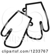 Clipart Of Black And White Oven Mitts Royalty Free Vector Illustration by Lal Perera