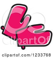 Clipart Of Pink Oven Mitts Royalty Free Vector Illustration