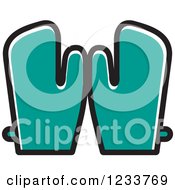 Clipart Of Turquoise Oven Mitts Royalty Free Vector Illustration