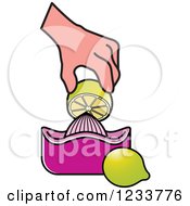 Clipart Of A Hand Using A Lemon Squeezer 2 Royalty Free Vector Illustration by Lal Perera