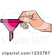 Clipart Of A Hand Holding A Pink Funnel Royalty Free Vector Illustration