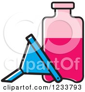 Clipart Of A Funnel By A Bottle Royalty Free Vector Illustration