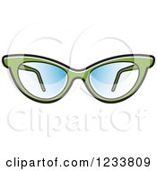 Clipart Of A Pair Of Stylish Green Eyeglasses Royalty Free Vector Illustration