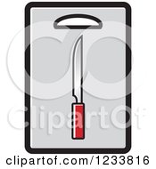 Clipart Of A Knife On A Gray Cutting Board Royalty Free Vector Illustration by Lal Perera