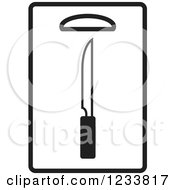 Clipart Of A Knife On A Black And White Cutting Board Royalty Free Vector Illustration