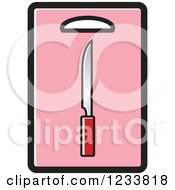 Clipart Of A Knife On A Pink Cutting Board Royalty Free Vector Illustration