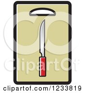 Clipart Of A Knife On A Green Cutting Board Royalty Free Vector Illustration