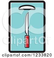 Clipart Of A Knife On A Blue Cutting Board Royalty Free Vector Illustration by Lal Perera