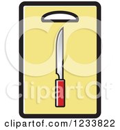 Clipart Of A Knife On A Yellow Cutting Board Royalty Free Vector Illustration by Lal Perera