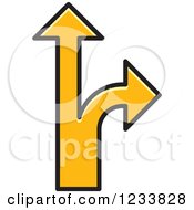 Clipart Of Yellow Arrows Forking Into Different Directions Royalty Free Vector Illustration