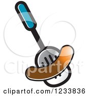 Clipart Of A Leak Shovel Spatula With A Sausage Royalty Free Vector Illustration