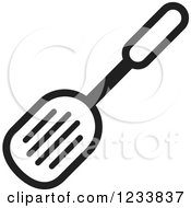Clipart Of A Black And White Leak Shovel Spatula Royalty Free Vector Illustration