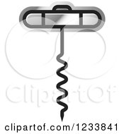 Clipart Of A Silver Corkscrew 2 Royalty Free Vector Illustration