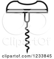 Clipart Of A Black And White Corkscrew Royalty Free Vector Illustration