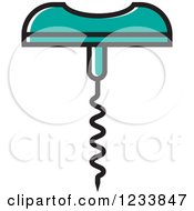 Clipart Of A Turquoise Corkscrew Royalty Free Vector Illustration by Lal Perera