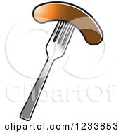 Clipart Of A Sausage On A Fork Royalty Free Vector Illustration by Lal Perera