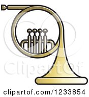 Clipart Of A Golden French Horn Royalty Free Vector Illustration by Lal Perera