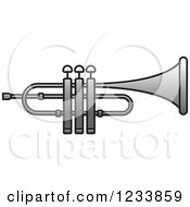 Clipart Of A Silver Trumpet 2 Royalty Free Vector Illustration