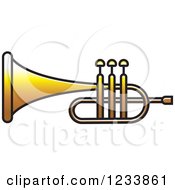 Clipart Of A Golden Trumpet 2 Royalty Free Vector Illustration by Lal Perera