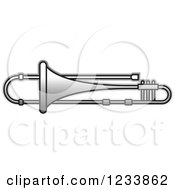 Clipart Of A Silver Trumpet Royalty Free Vector Illustration