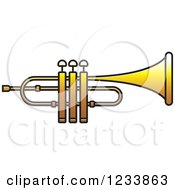 Clipart Of A Golden Trumpet 3 Royalty Free Vector Illustration