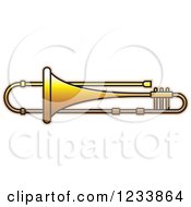 Clipart Of A Golden Trumpet Royalty Free Vector Illustration