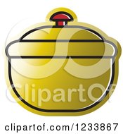 Clipart Of A Gold Bowl With A Lid Royalty Free Vector Illustration