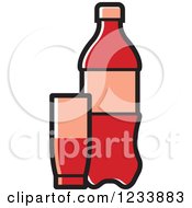 Clipart Of A  Red Soda Bottle And Cups Royalty Free Vector Illustration