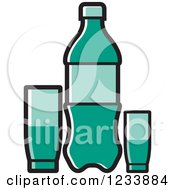 Turquoise Soda Bottle And Cups