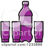 Purple Soda Bottle And Cups