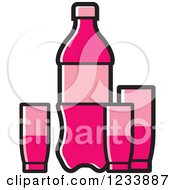 Pink Soda Bottle And Cups