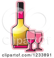 Poster, Art Print Of Bottle And Pink Wine Glasses