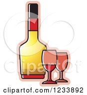 Poster, Art Print Of Bottle And Wine Glasses 2