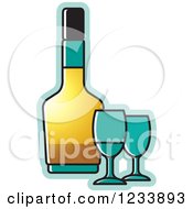 Poster, Art Print Of Bottle And Turquoise Wine Glasses