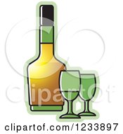 Poster, Art Print Of Bottle And Green Wine Glasses