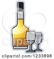 Poster, Art Print Of Bottle And Gray Wine Glasses