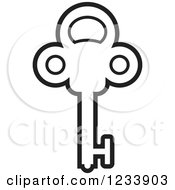 Clipart Of A Black And White Skeleton Key Royalty Free Vector Illustration