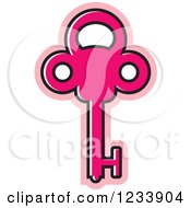 Clipart Of A Pink Skeleton Key Royalty Free Vector Illustration