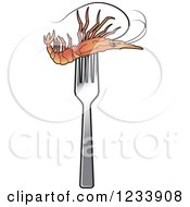 Clipart Of A Prawn On A Fork Royalty Free Vector Illustration by Lal Perera