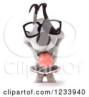 Clipart Of A 3d Bespectacled Jack Russell Terrier Dog Reading Royalty Free CGI Illustration