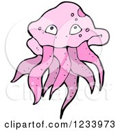 Clipart Of A Pink Octopus Royalty Free Vector Illustration